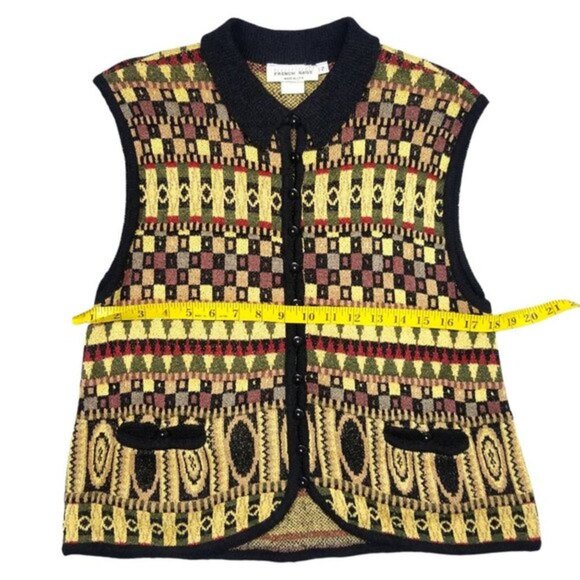 French Rags Womens Vest Multicolor Geometric Sweater Size 2 - Picture 6 of 12